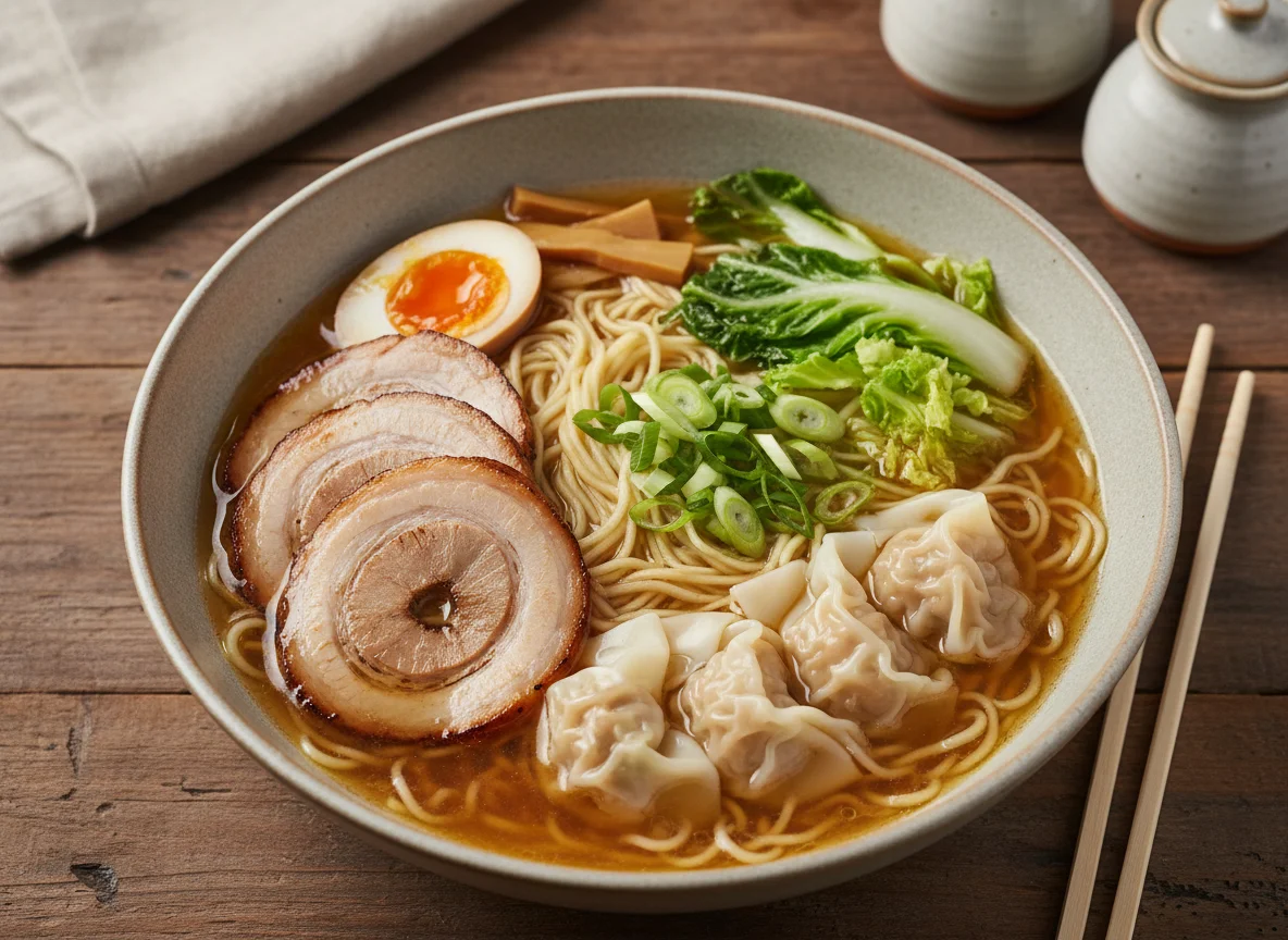 Ramen with Pork and Wontons photo