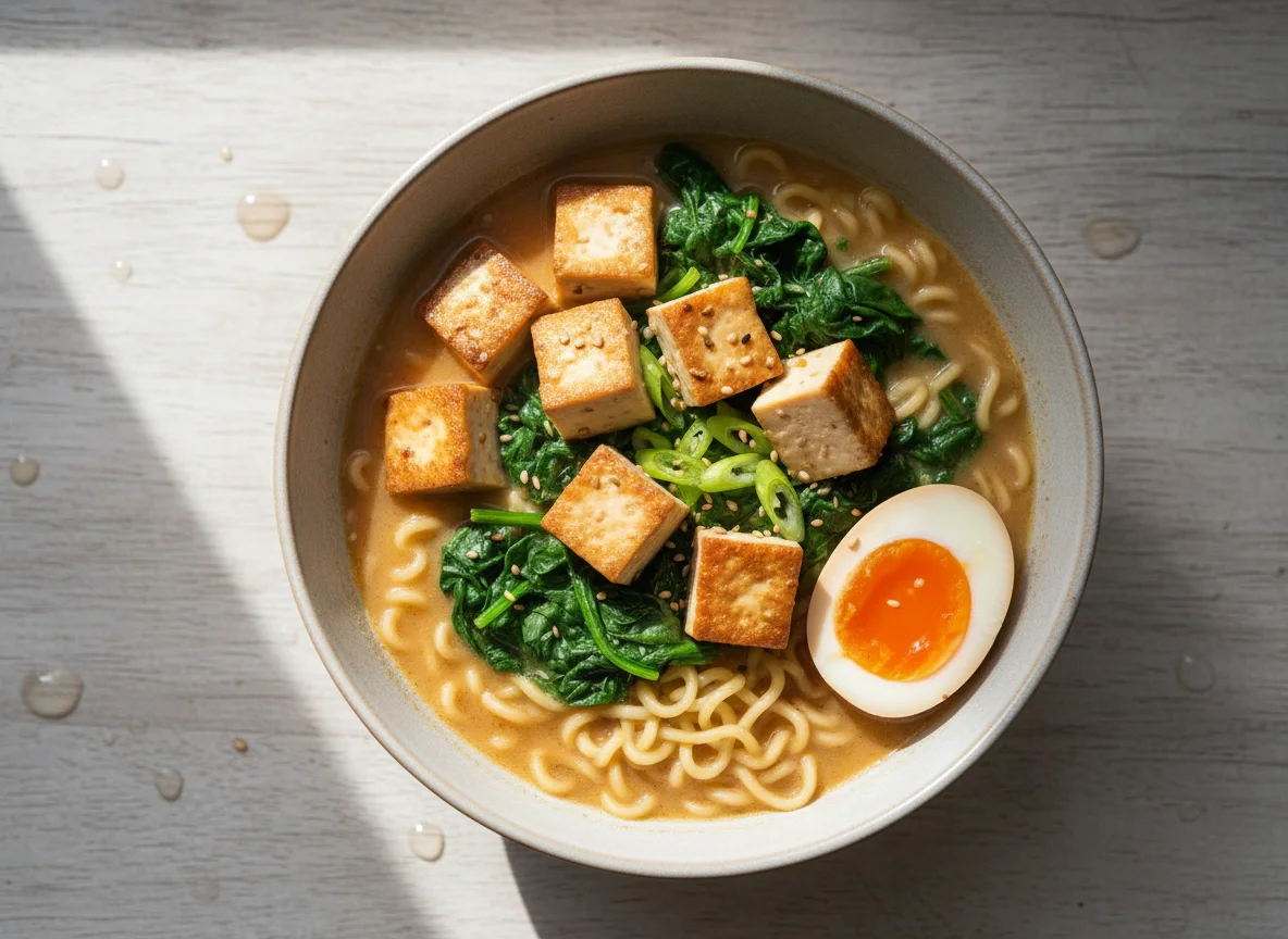 Ramen with Tofu and Spinach photo