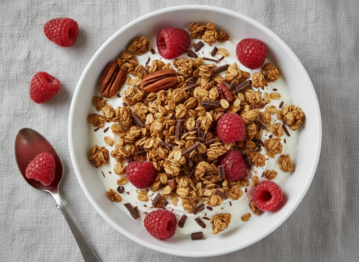 Raspberry and Pecan Granola with Yogurt photo