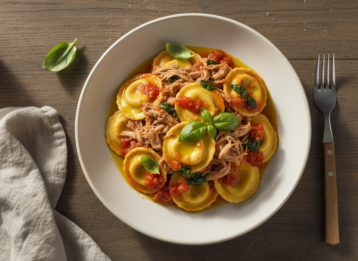 Ravioli with Pulled Pork and Tomato Sauce photo