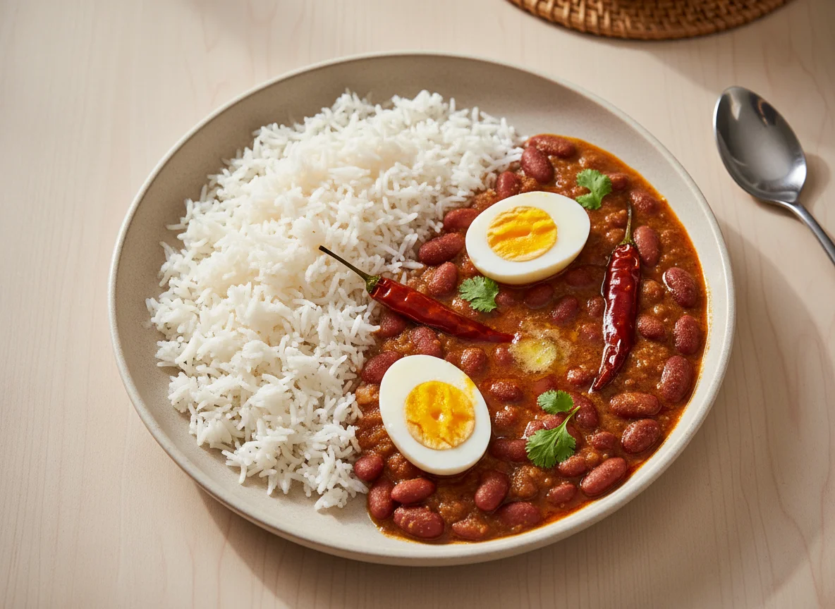 Red Bean Curry with Rice and Boiled Eggs photo