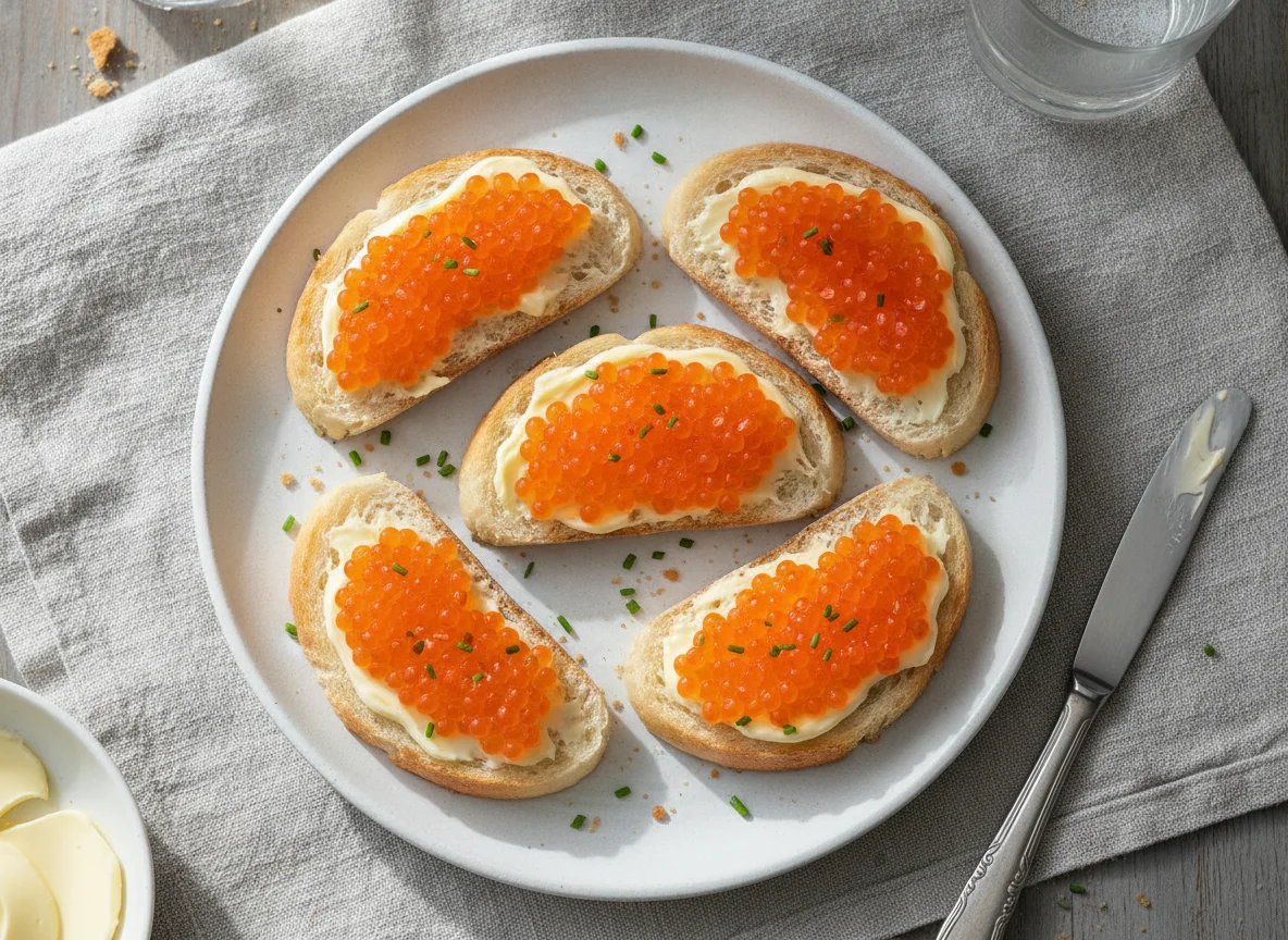 Red Caviar on Toast photo