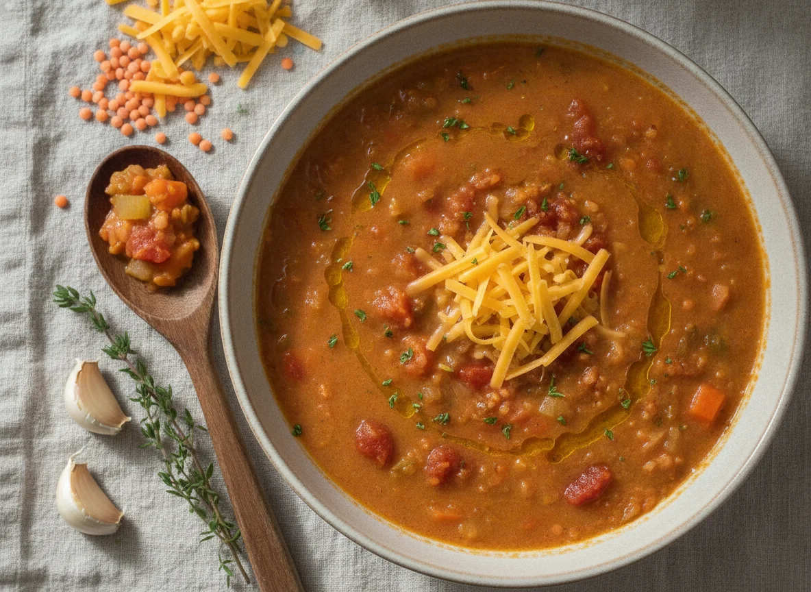 Red Lentil Soup with Cheddar photo