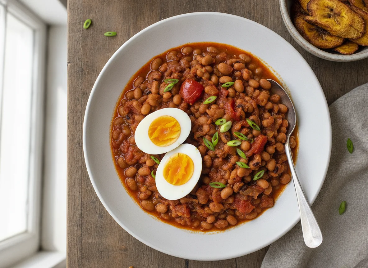 Red Red (Ghanaian Bean Stew) with Boiled Eggs photo