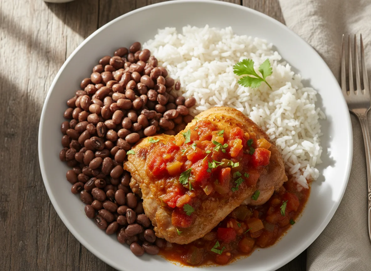 Rice and Beans with Chicken Stew photo
