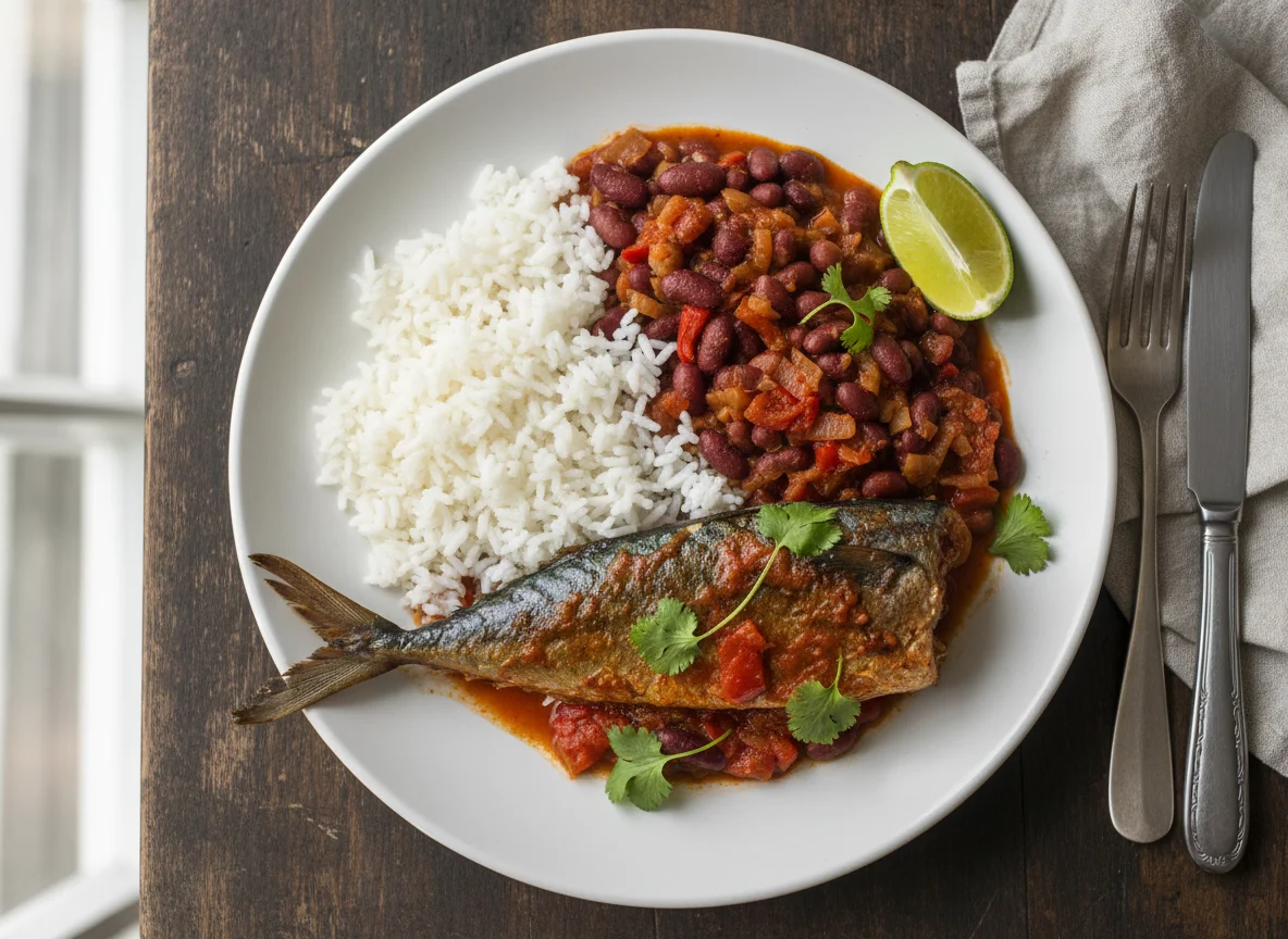 Rice and Beans with Stewed Fish photo