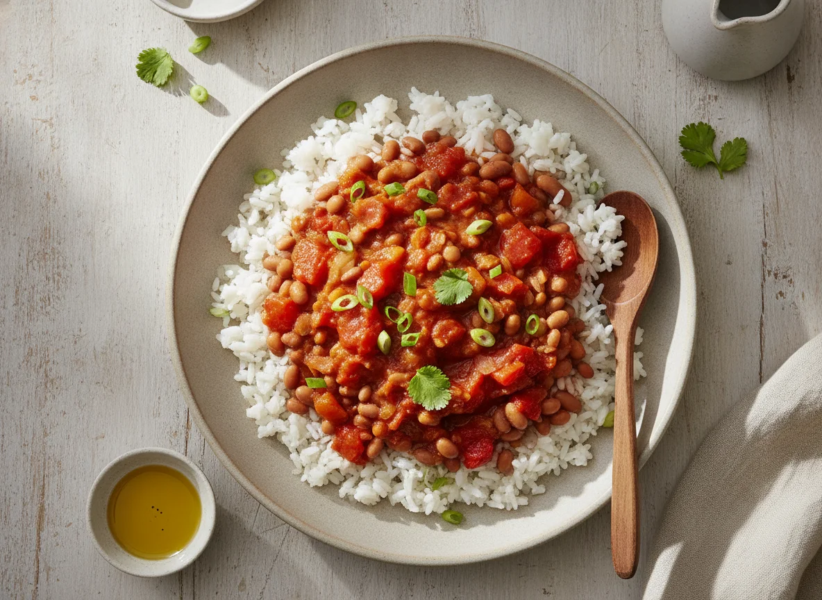 Rice and Beans with Tomato Stew photo