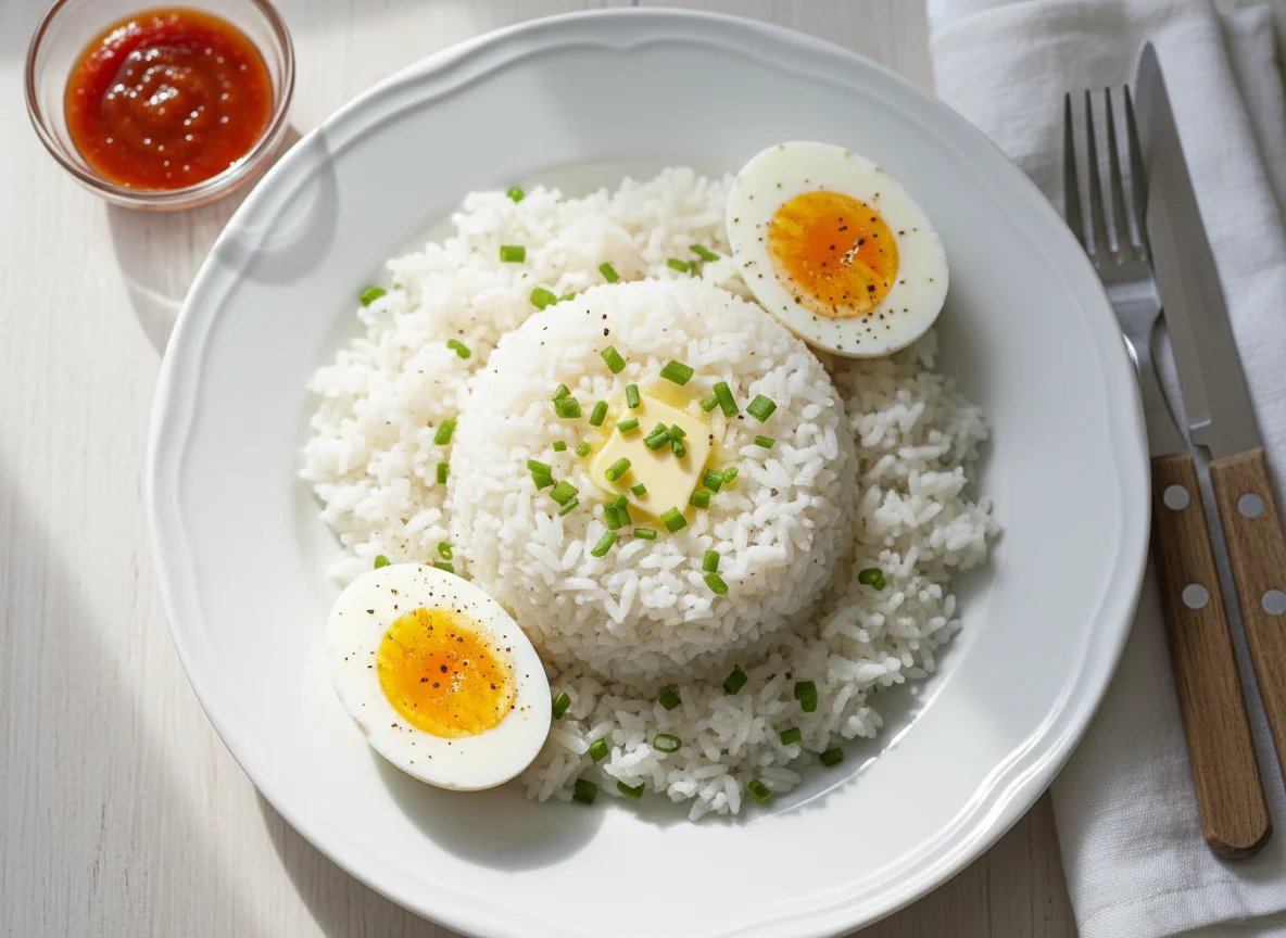 Rice and Hard-Boiled Eggs photo
