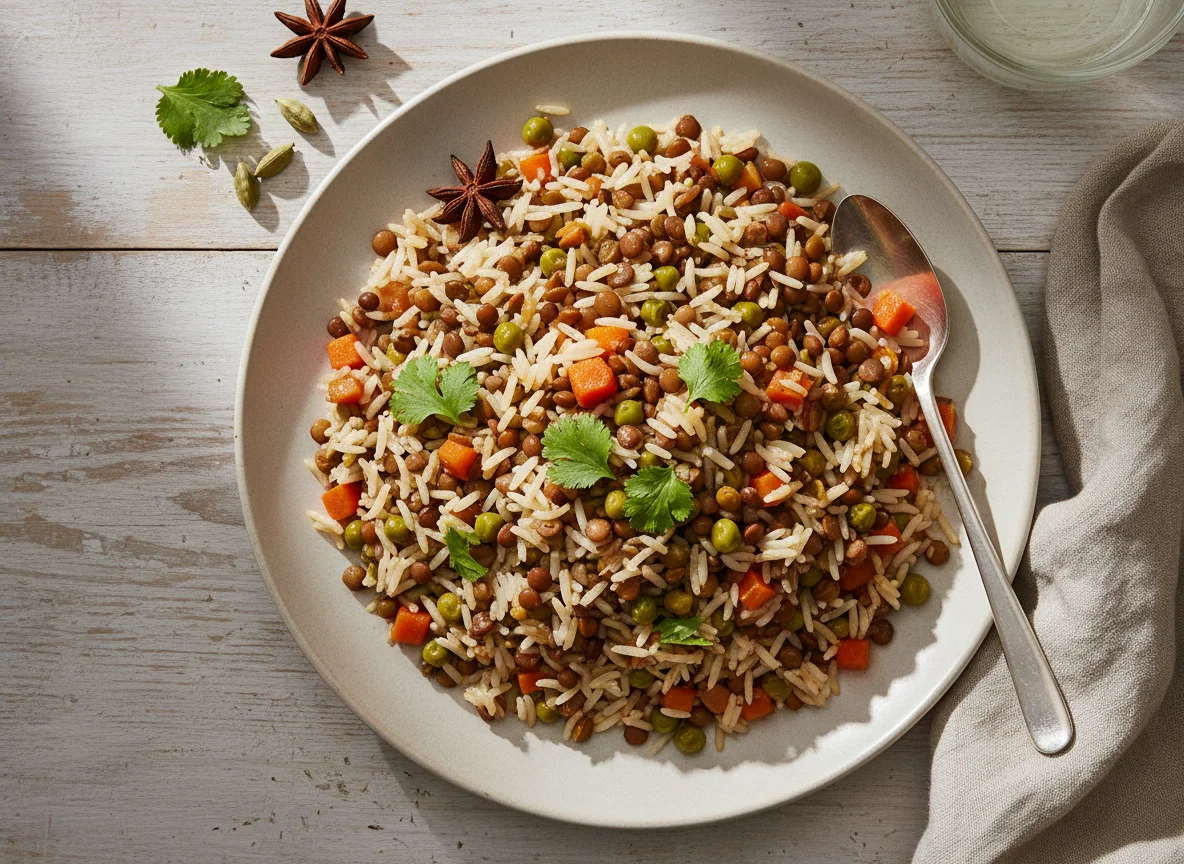 Rice and Lentil Pilaf with Vegetables photo
