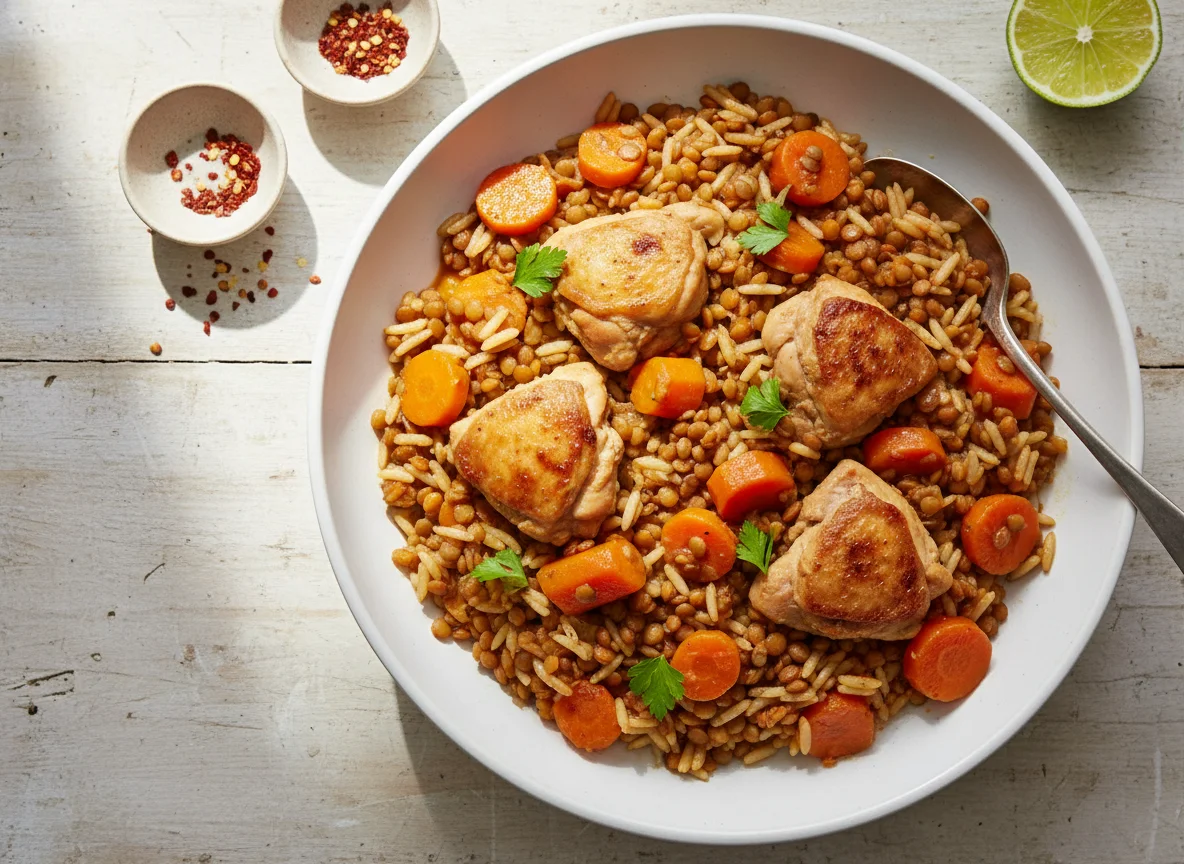 Rice and Lentil Stew with Carrots photo