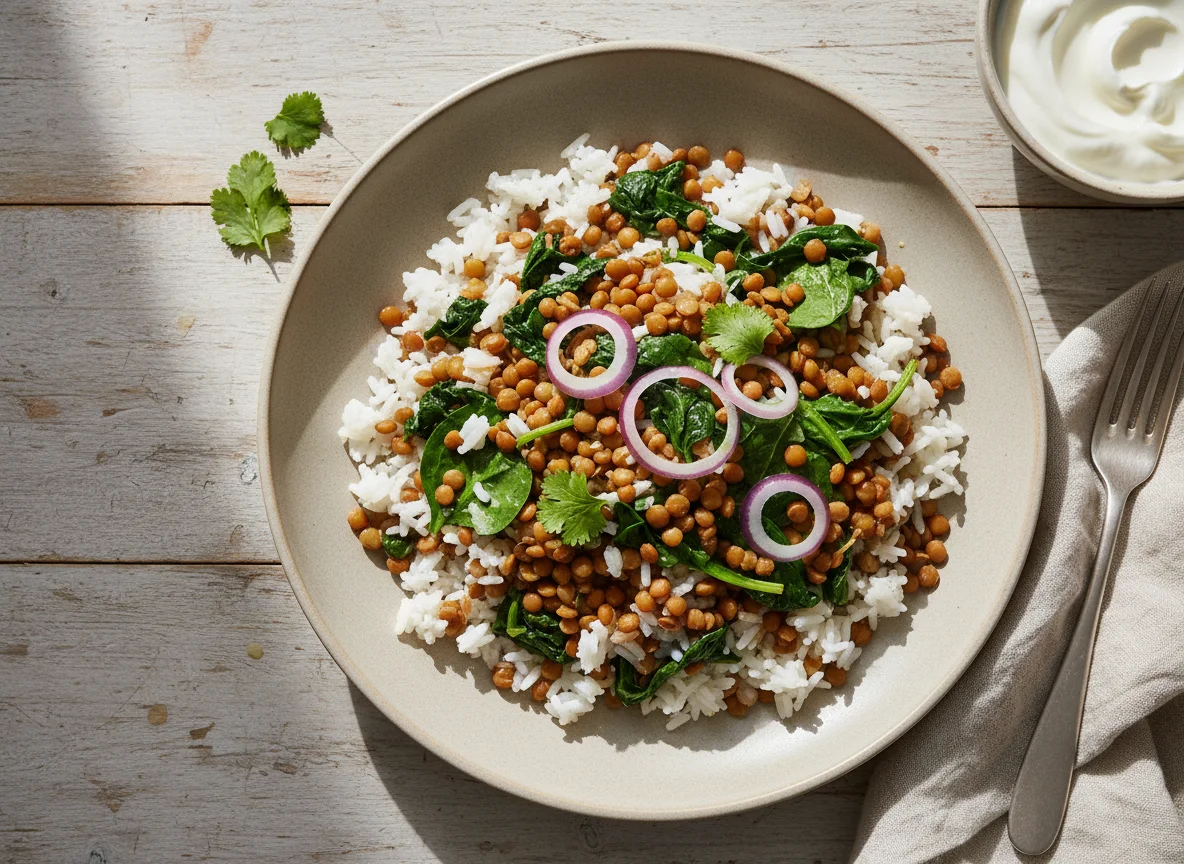 Rice and Lentil with Greens photo