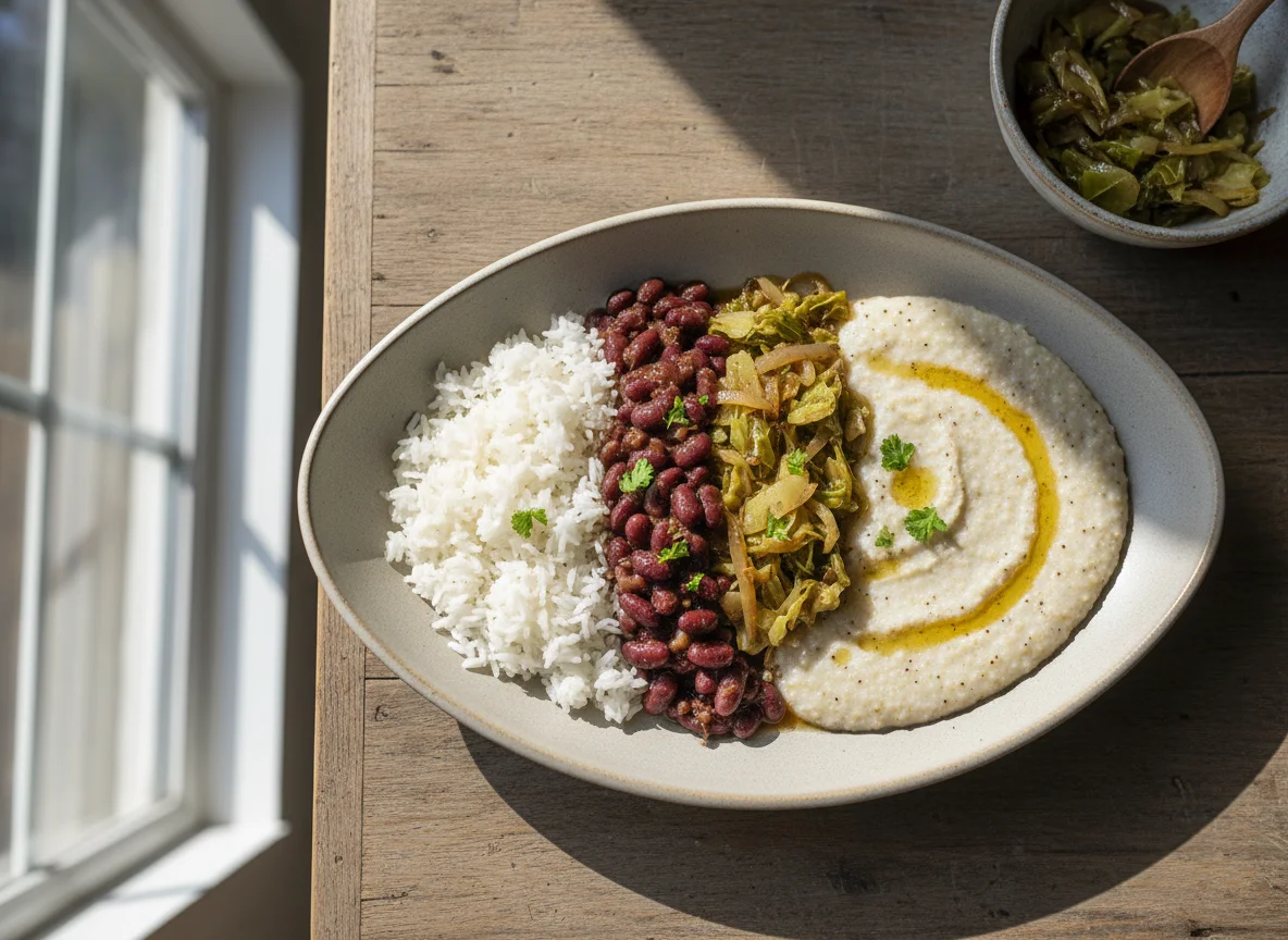 Rice, Beans and Cabbage Stew with Porridge photo