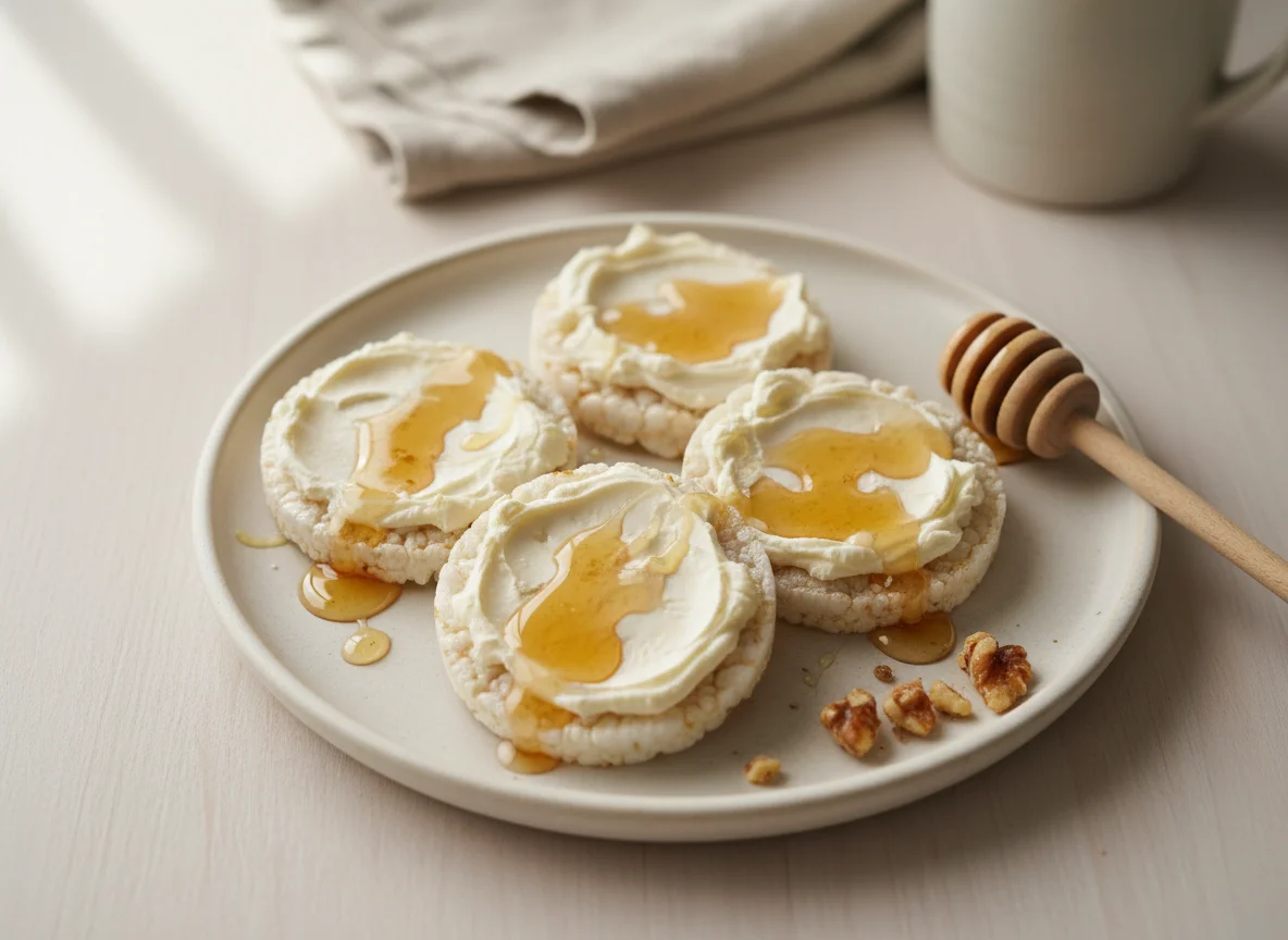 Rice Cake with Cream Cheese and Honey photo