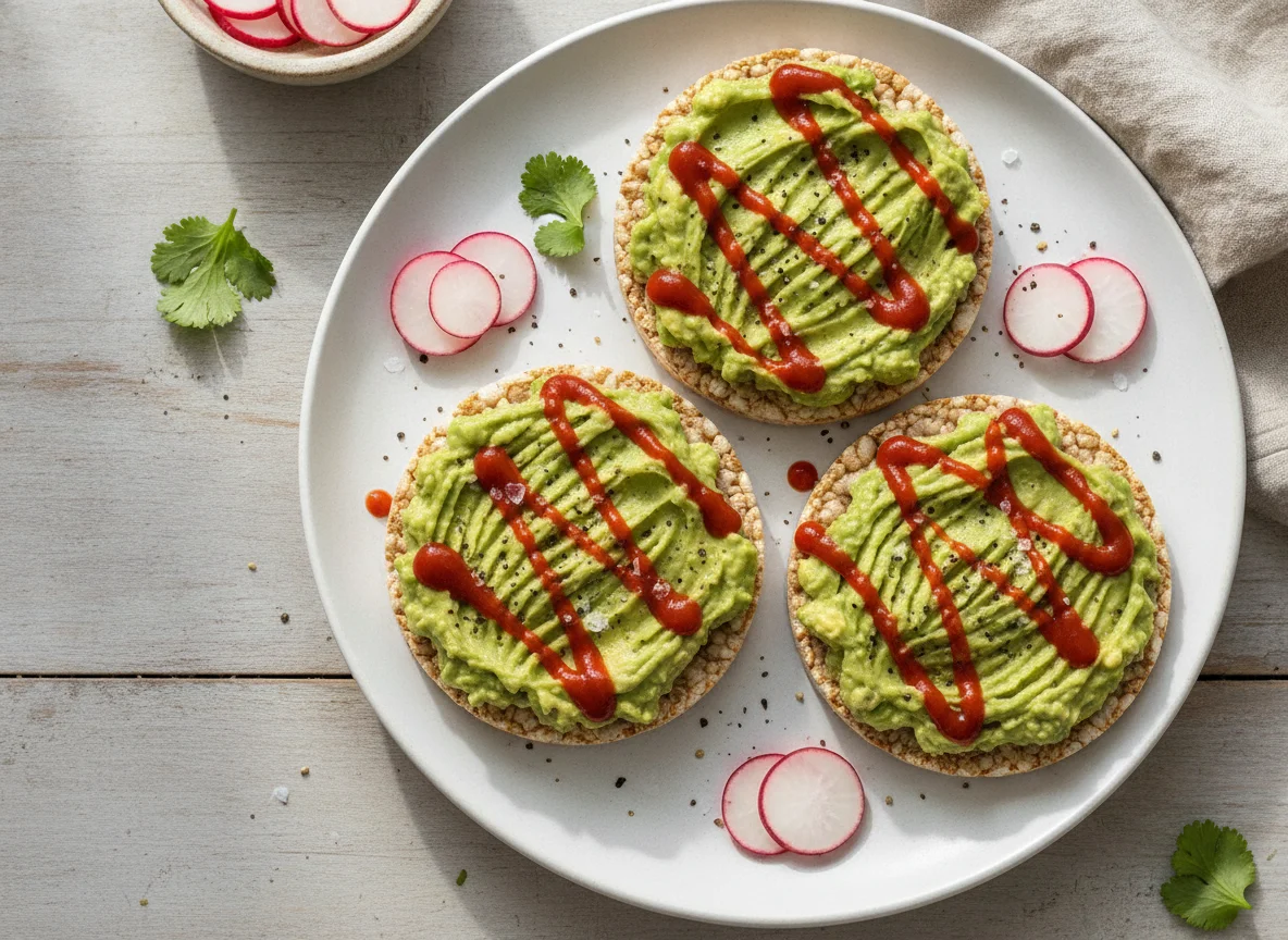Rice cakes with avocado photo