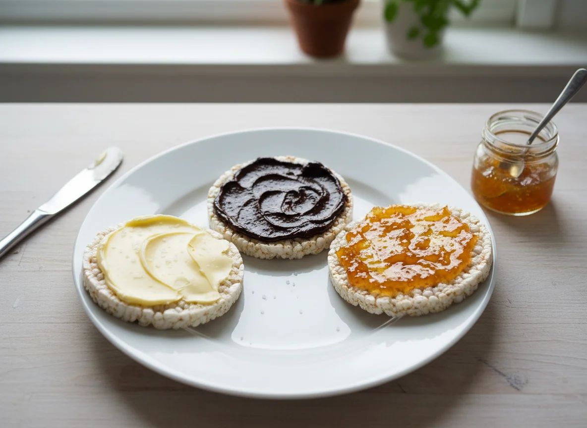 Rice cakes with spreads photo
