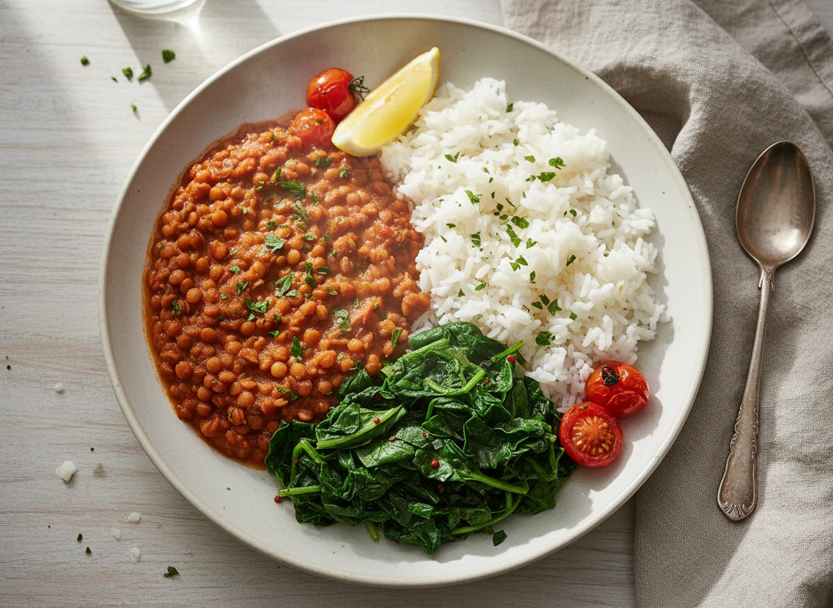 Rice, Lentils, and Leafy Greens photo