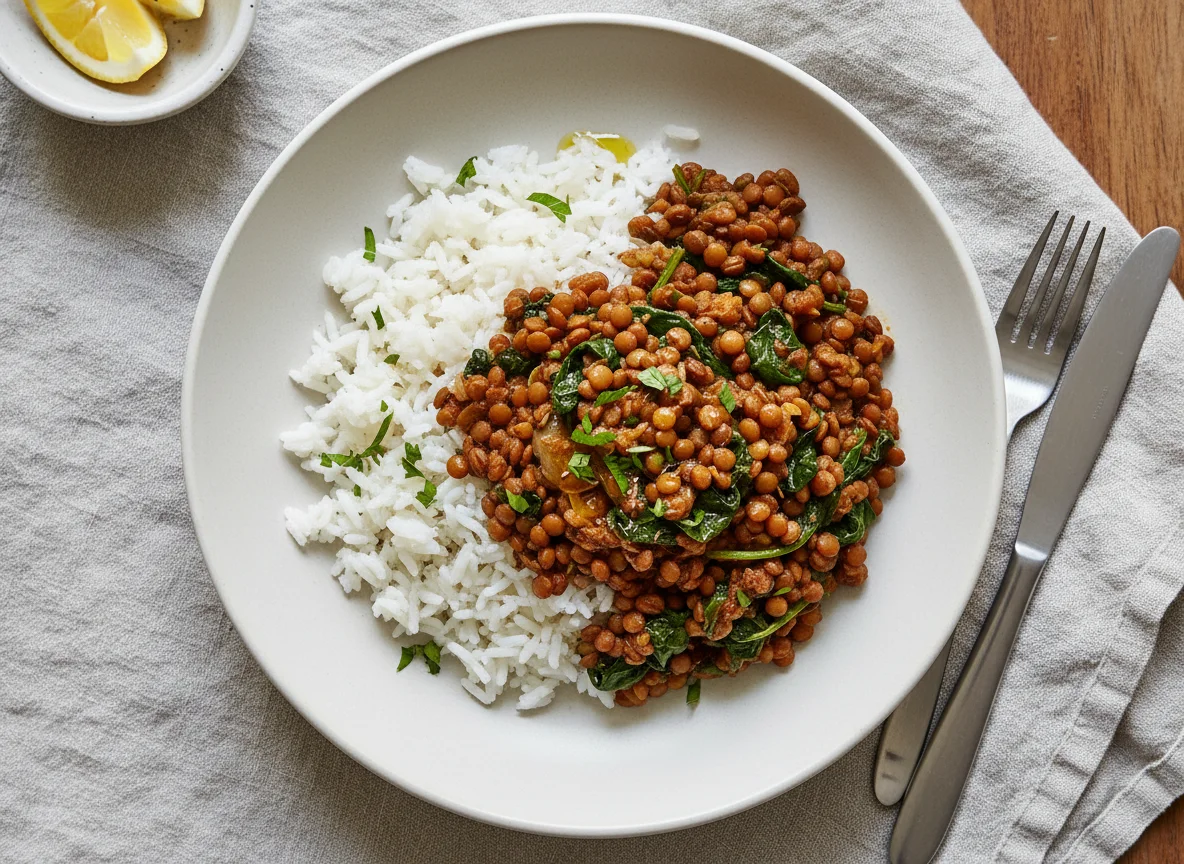 Rice, Lentils, and Spinach photo