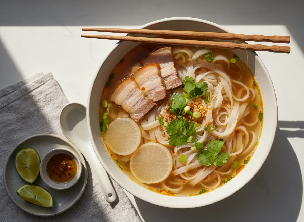 Rice Noodle Soup with Pork and Radish photo