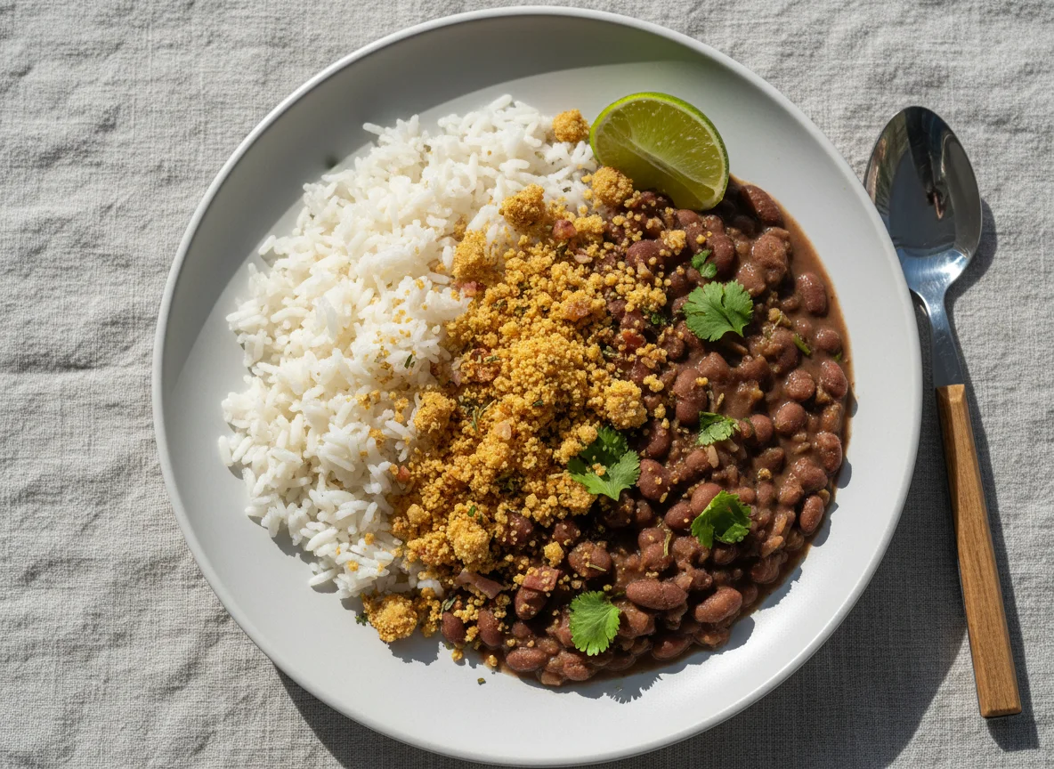 Rice with Beans and Farofa photo
