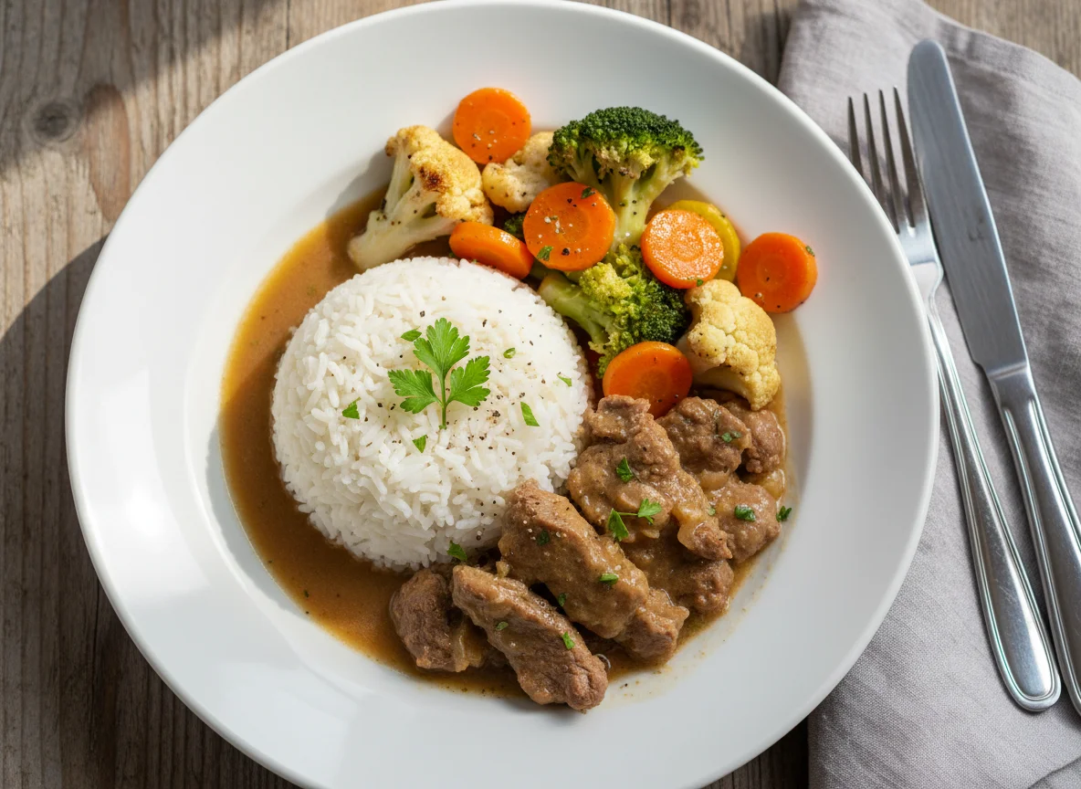 Rice with Beef and Mixed Vegetables photo