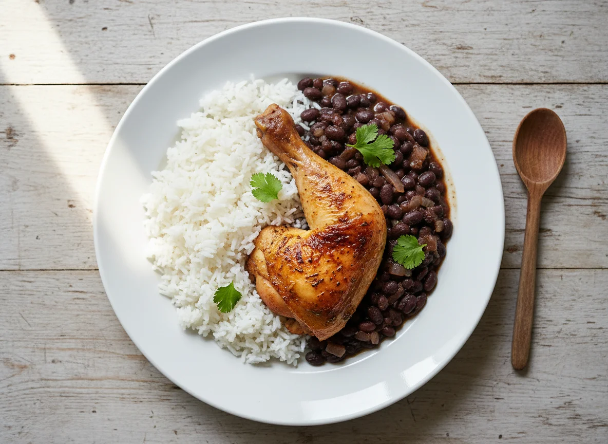 Rice with Black Beans and Roasted Chicken photo