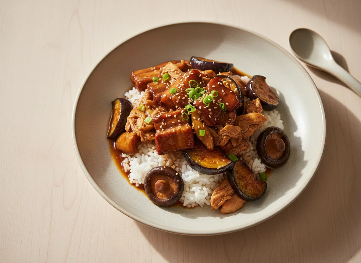 Rice with Braised Meat and Vegetables photo