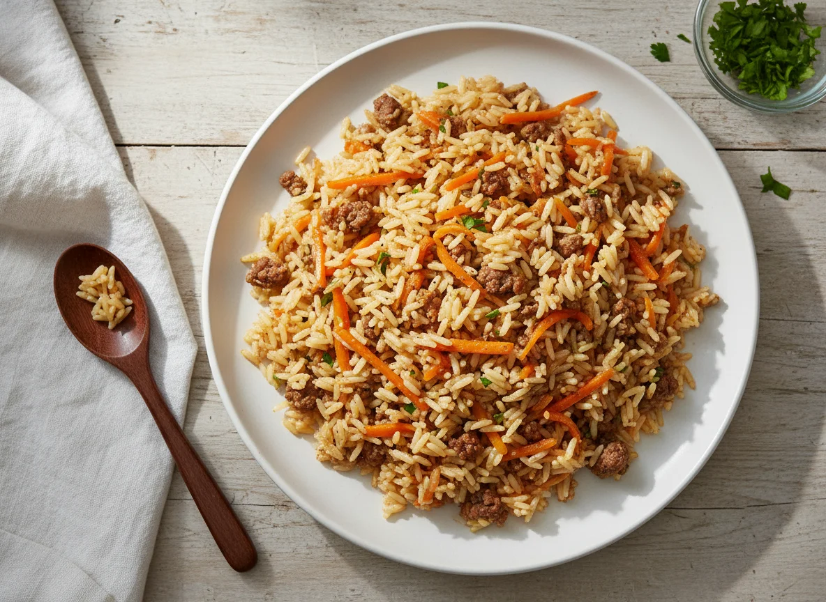 Rice with Carrots and Meat photo