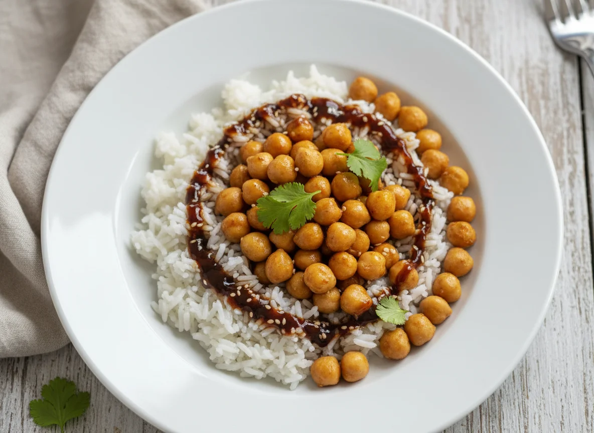 Rice with Chickpeas and Sauce photo