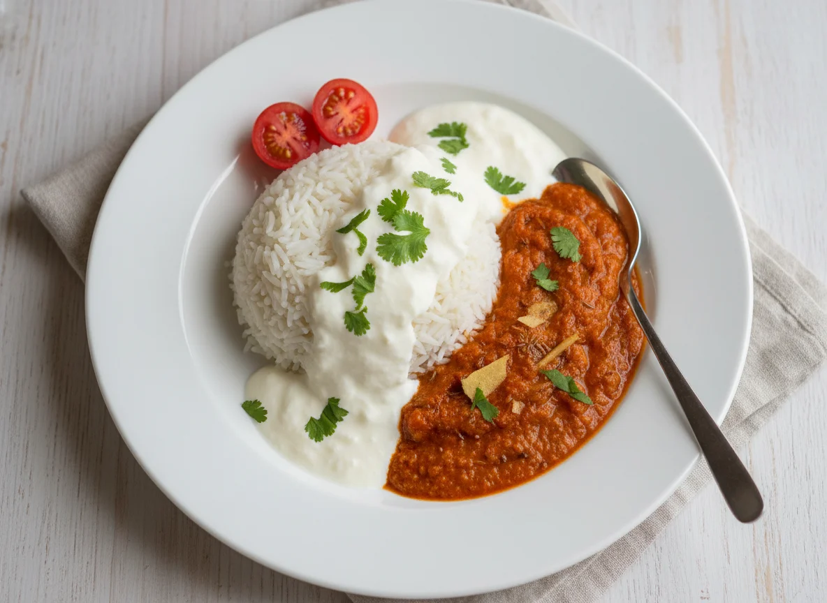 Rice with Curd and Tomato Gravy photo