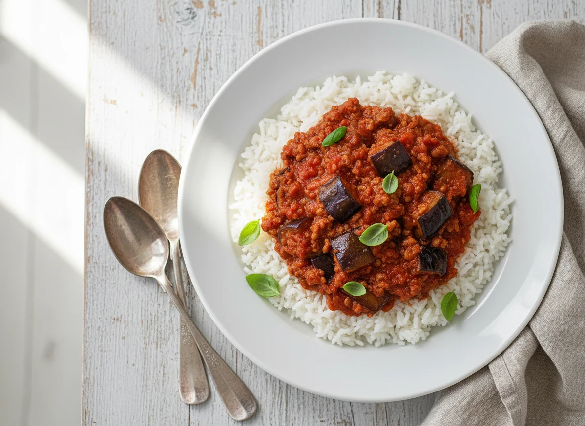 Rice with Eggplant and Tomato Sauce photo