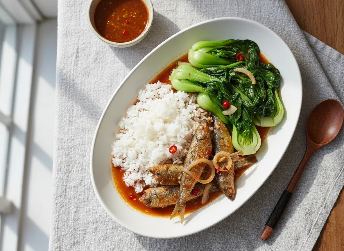 Rice with Fish and Vegetables in Sauce photo