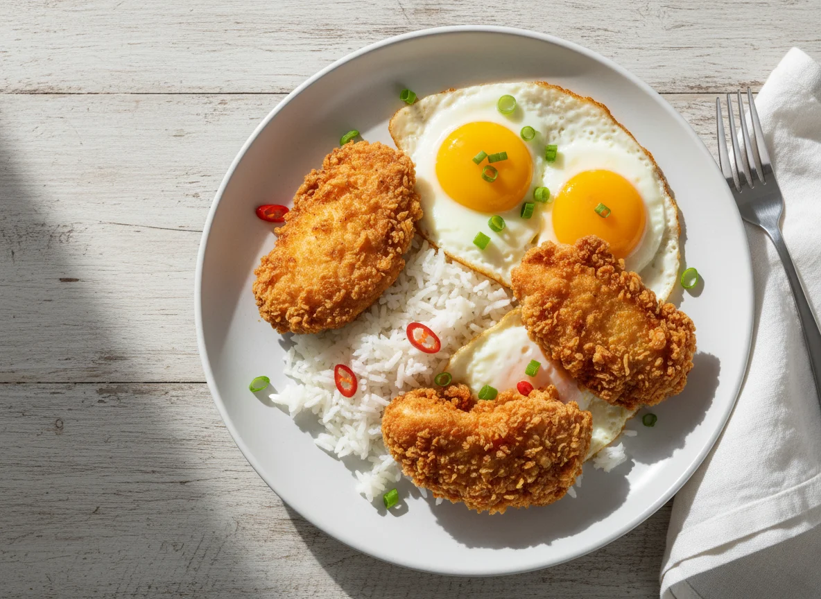 Rice with Fried Chicken and Eggs photo