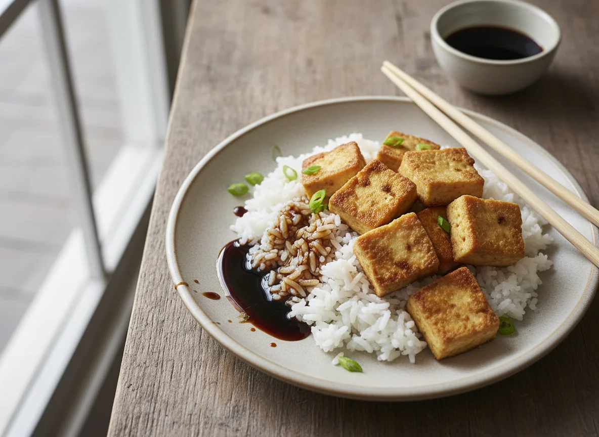 Rice with Fried Tofu photo