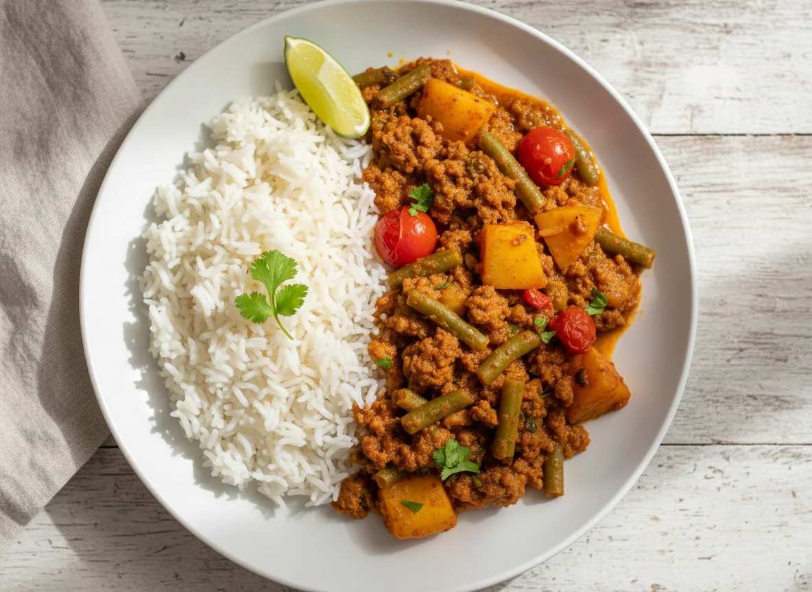 Rice with Green Bean and Potato Curry photo