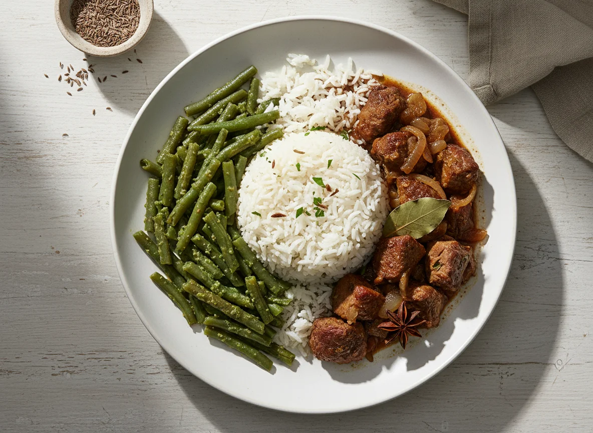 Rice with Green Beans and Meat photo