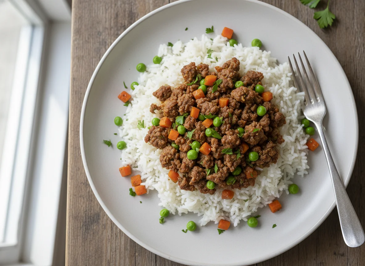 Rice with Ground Meat and Mixed Vegetables photo