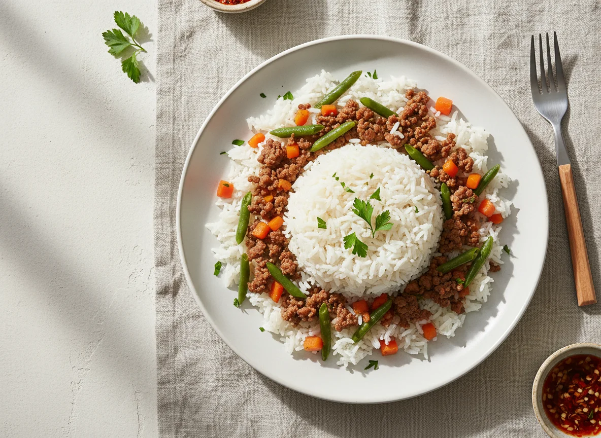 Rice with Ground Meat and Vegetables photo