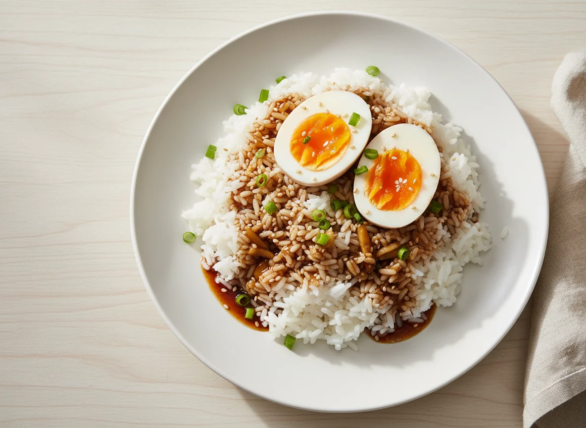 Rice with Hard-boiled Egg photo