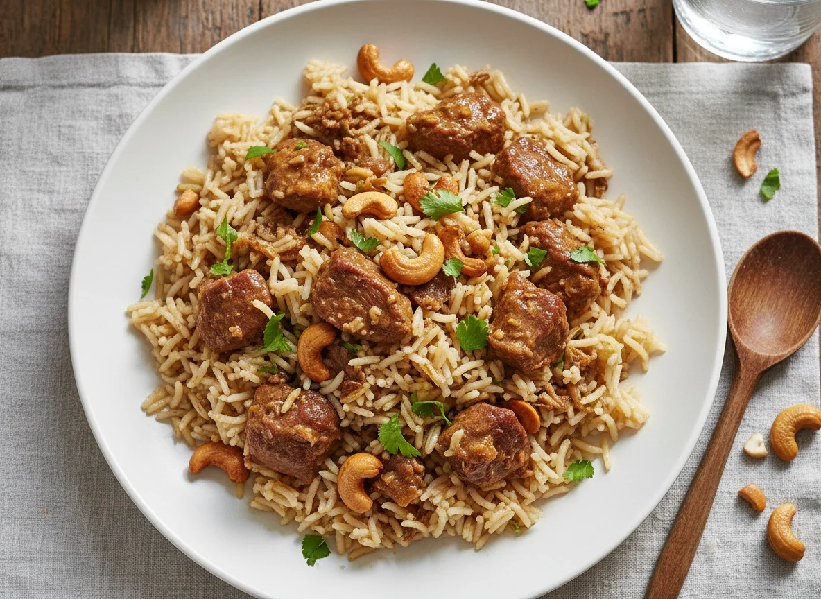 Rice with Meat and Cashew Nuts photo