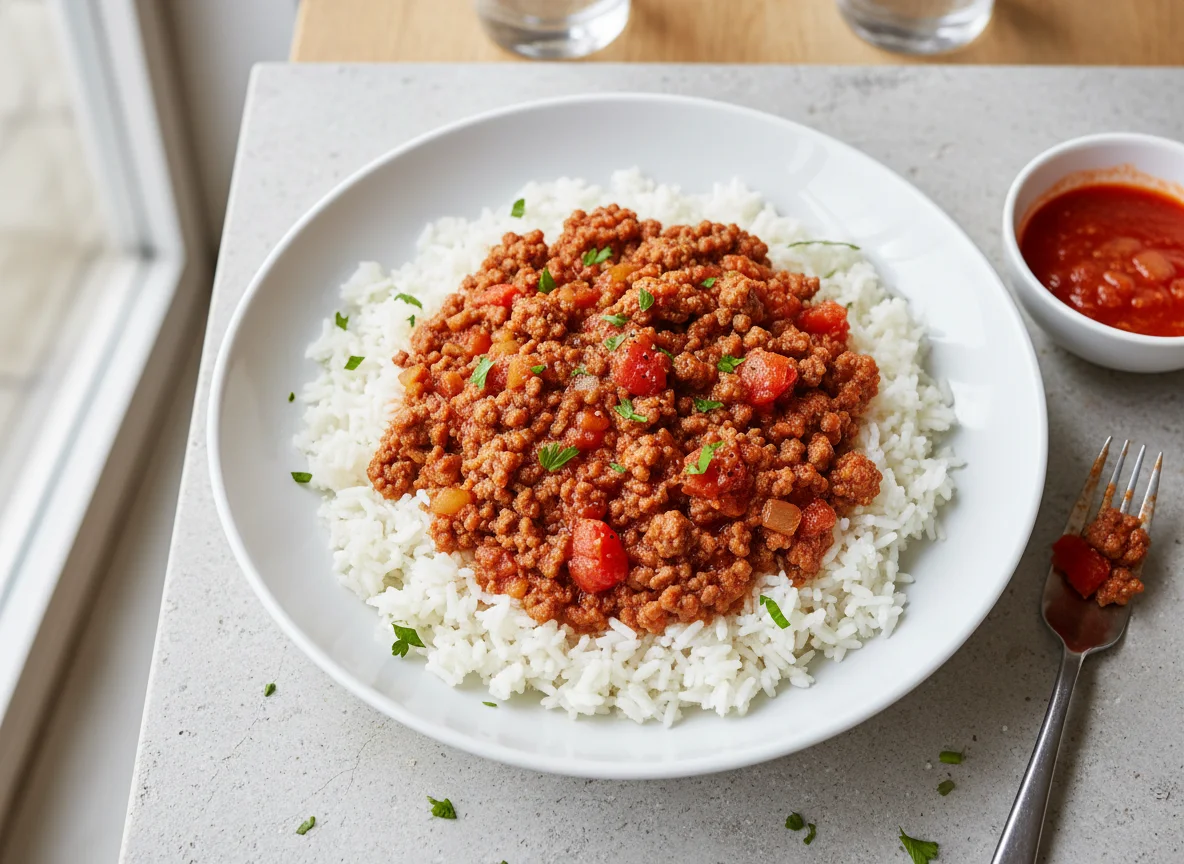 Rice with Meat and Tomato Sauce photo