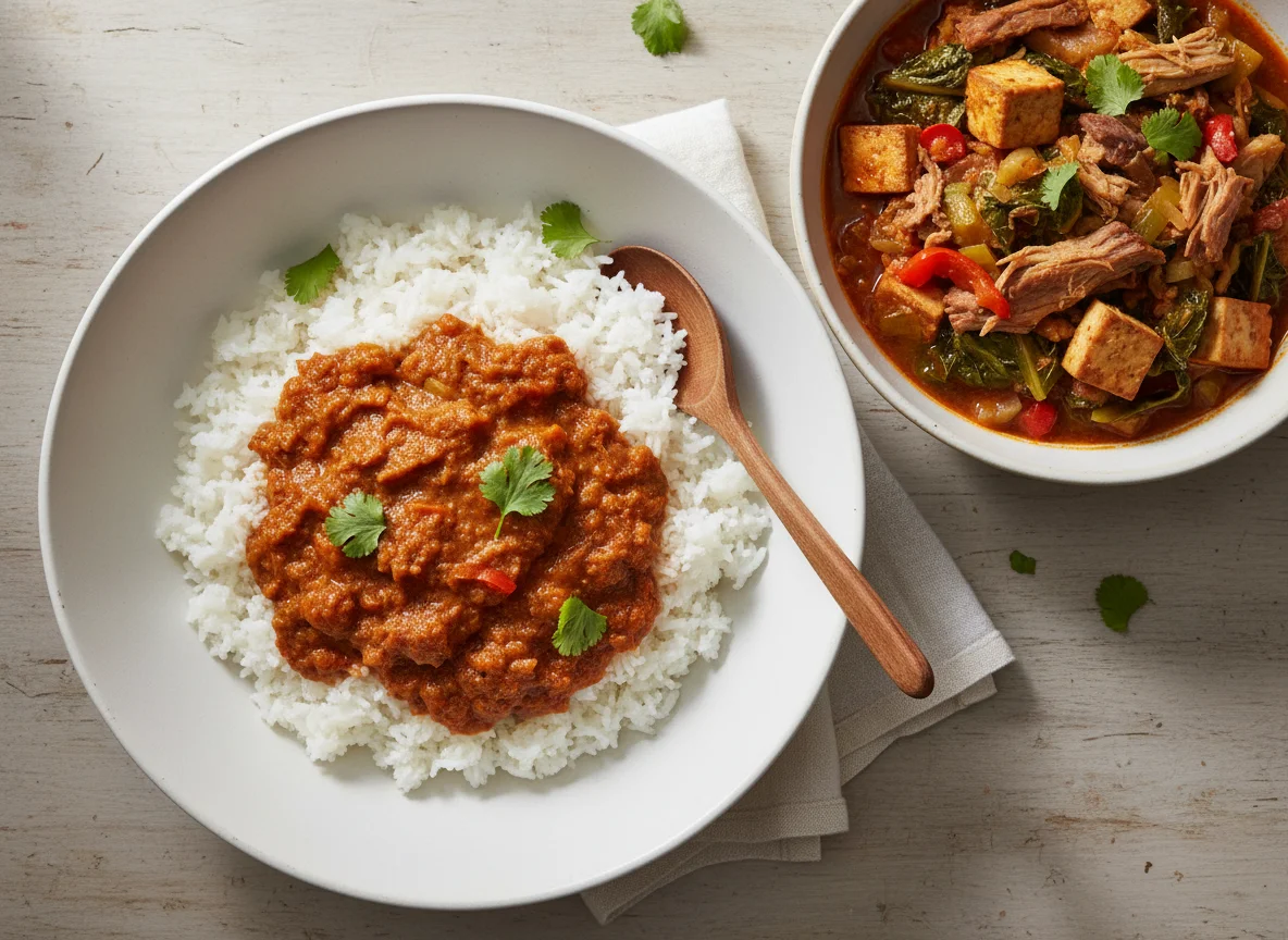 Rice with Meat and Vegetable Stew photo