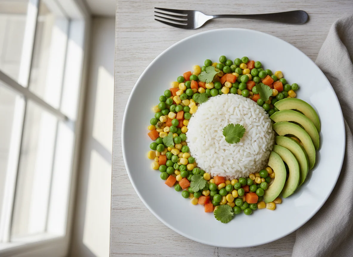 Rice with Mixed Vegetables and Avocado photo