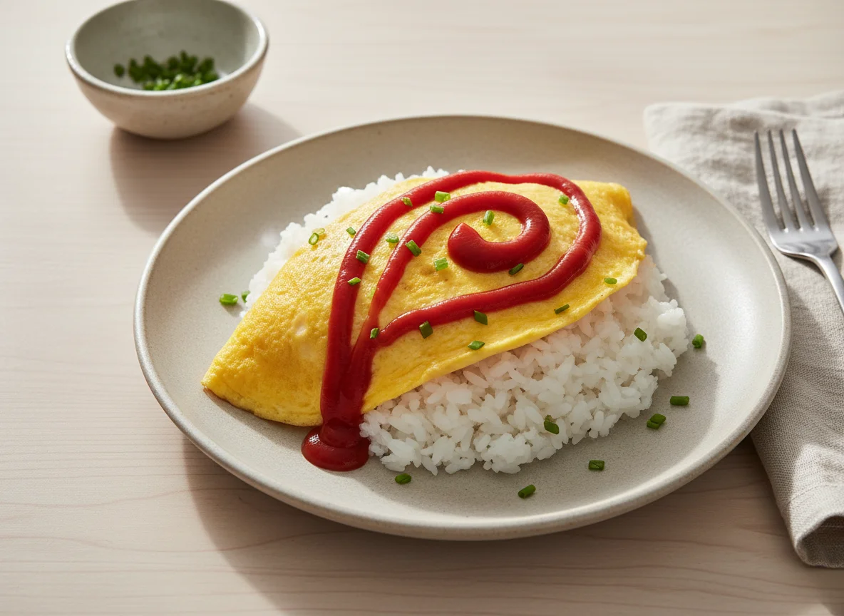 Rice with Omelette and Ketchup photo