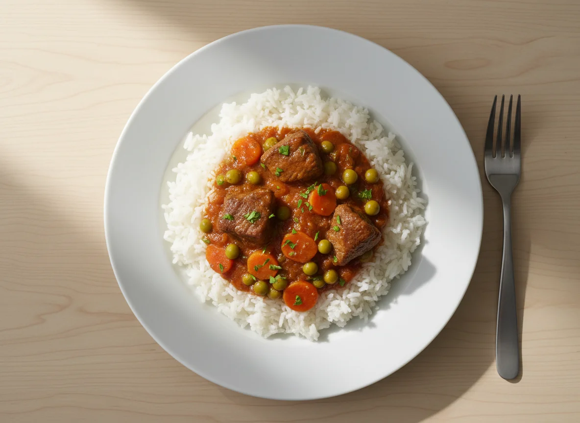 Rice with Peas and Carrots Stew photo