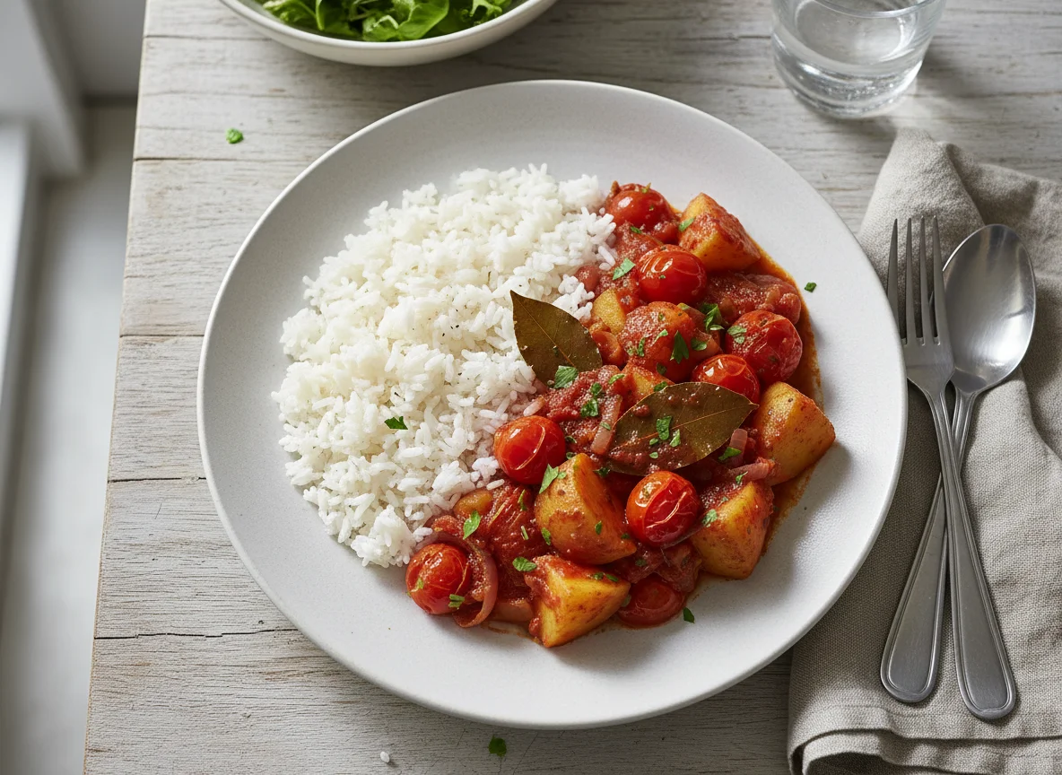 Rice with Potato and Tomato Stew photo