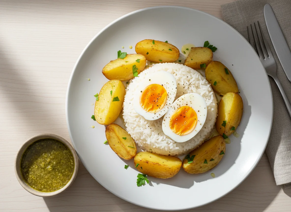 Rice with Potatoes and Egg photo