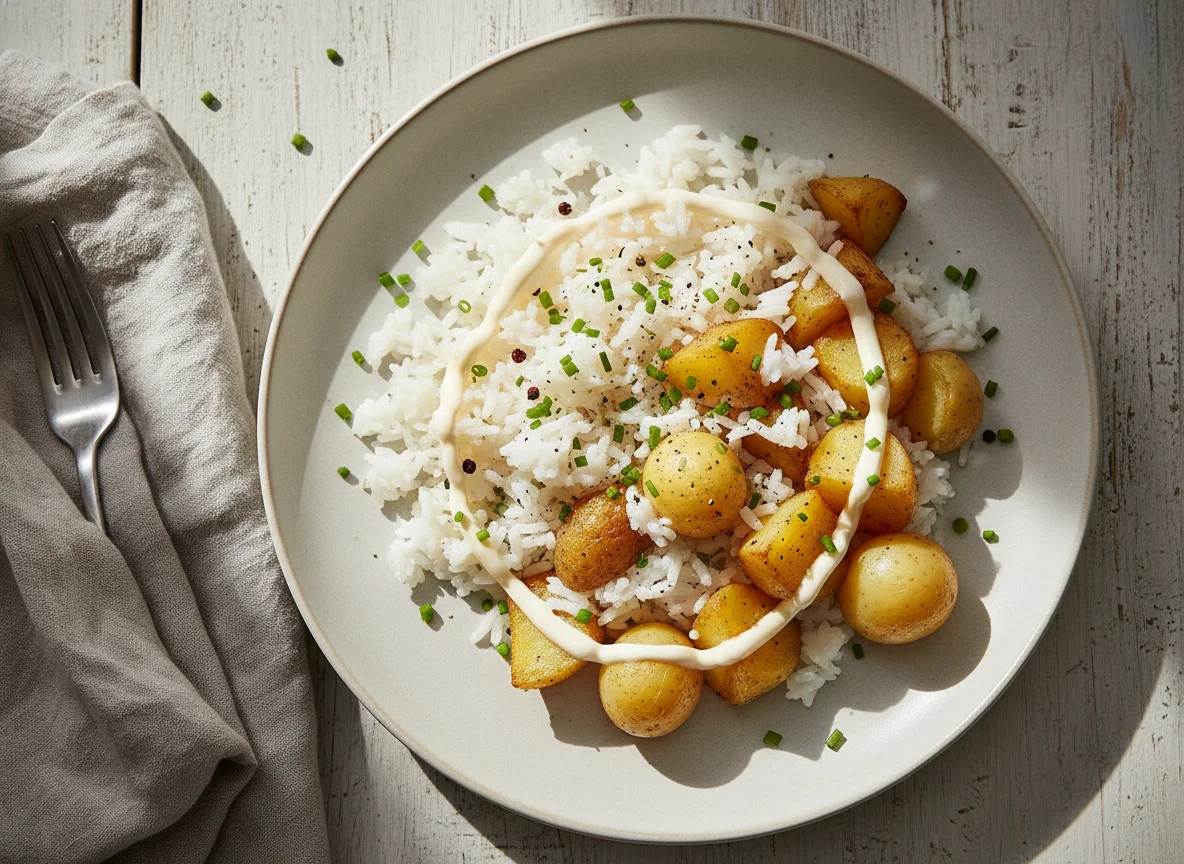 Rice with Potatoes and Mayonnaise photo