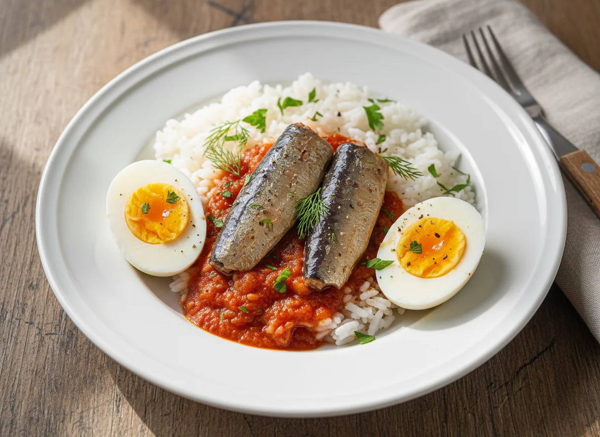 Rice with Sardines and Eggs photo