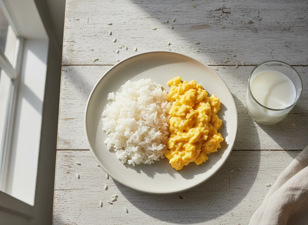 Rice with Scrambled Egg and Milk photo