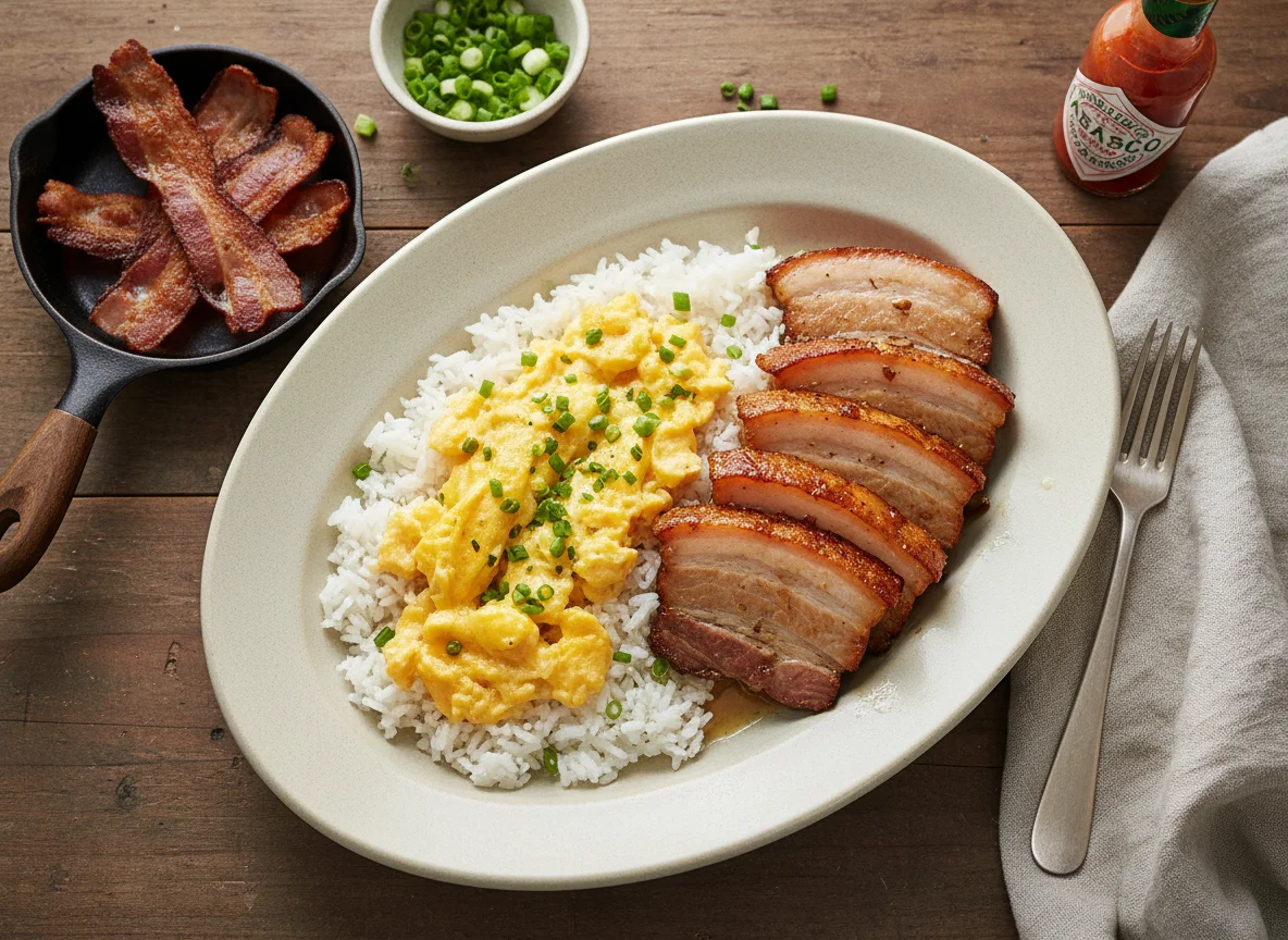 Rice with Scrambled Eggs and Pork photo